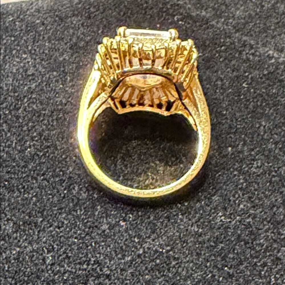 Elegant Gold Tone Ring With CZ Stones Women's Ring